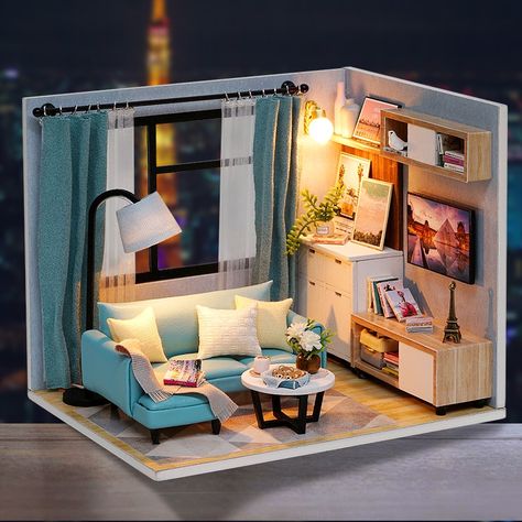 Smarter Shopping, Better Living! Aliexpress.com Miniature Living Room, Furniture Led, Wooden Doll House, Miniature Dollhouses, Dollhouse Building, Design House Stockholm, House Living Room, Doll House Plans, Dollhouse Miniatures Diy