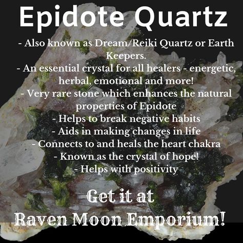 Epidote Crystal Meaning, Dream Quartz, Spirit Stone, Negative Habits, Epidote Crystal, Crystal Magick, Quartz Meaning, Chakra Tree, Spiritual Warrior