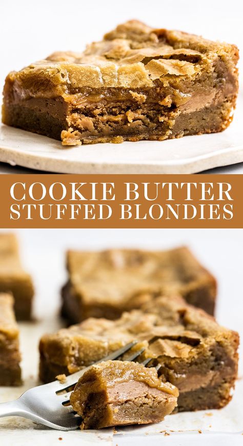 Cookie Butter Blondies, Butterscotch Brownies, Speculoos Cookie Butter, Biscoff Recipes, Cookie Dough Cake, Biscoff Cookie Butter, Delicious Sweets, Cookie Butter, Butter Cookies Recipe