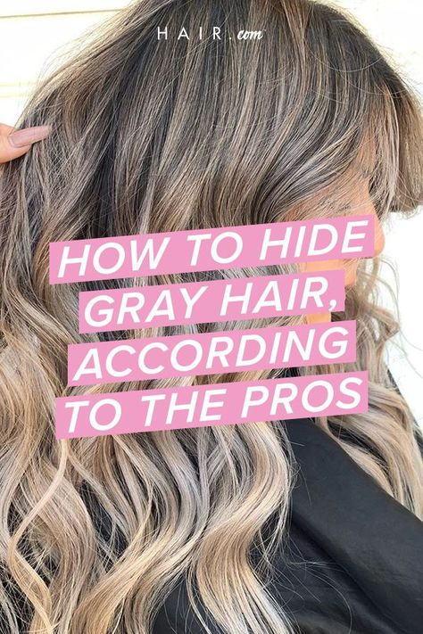 Hide Gray Hair With Highlights Brunettes, Hide Grey Hair, Grey Hair Roots, Hide Greys, Grey Blonde Hair, Grey Hair Coverage, Covering Gray Hair, Grey Roots, Blending Gray Hair