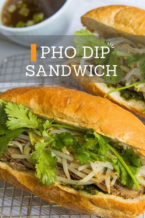 Easy Vietnamese Recipes, Bbq Beef Sandwiches, Pho Broth, Vietnamese Sandwich, Thai Kitchen, Gourmet Sandwiches, French Dip Sandwich, Bbq Beef, French Dip