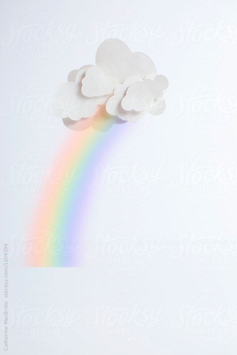 A paper cloud and rainbow on a white background White And Rainbow Aesthetic, White Rainbow Aesthetic, Cloud And Rainbow, Paper Clouds, Cloud Rainbow, Pencil Test, Neon Room, Whatsapp Wallpaper, Rainbow Aesthetic