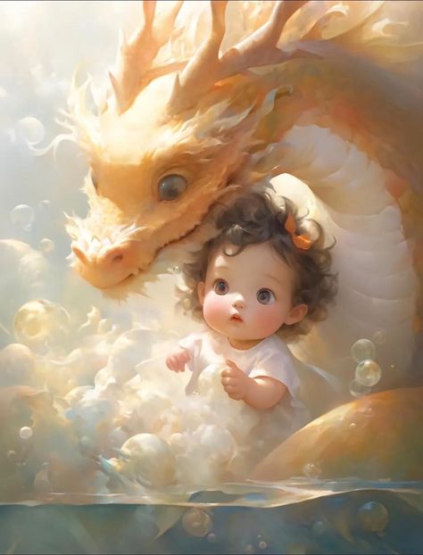 Baby Dragon Art, Chinese Folk Art, Pop Illustration, Beautiful Dragon, Dragon Pictures, Cute Dragons, Dragon Artwork, Baby Dragon, Year Of The Dragon