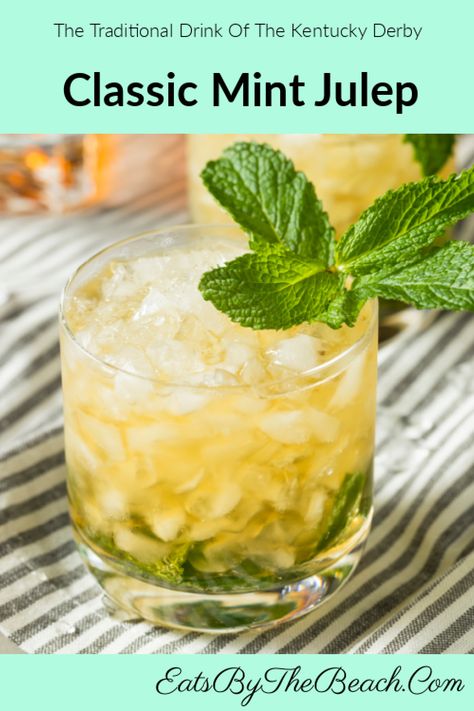 CLASSIC MINT JULEP - Eats by the Beach Kentucky Derby Food, Bourbon Drink, Derby Party Food, Kentucky Derby Party Food, Mint Julep Recipe, Mint Drink, Mint Cocktails, Bourbon Drinks, Mint Recipes