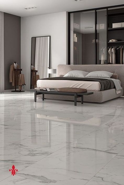 bedroom ideas with marble flooring White Tile Floor Bedroom, White Floor Bedroom Ideas, Marble Flooring Bedroom, White Tile Bedroom Floor, Room Flooring Ideas Bedrooms, Bedroom Flooring Ideas Tile, Home Tiles Ideas Floors, Tile Floor Bedroom, Tiles For Bedroom Floor