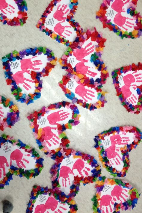 Mother's Day handprints Toddler Valentine Crafts, Day Party Ideas, Party Ideas For Kids, Valentine's Day Crafts For Kids, Valentine's Day Party, Mothers Day Crafts For Kids, Treat Gift, Classroom Valentine, Simple Valentine