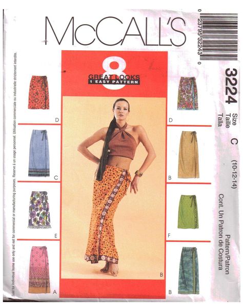 McCall's 3224 Wrap Skirts in two lengths Size: C 10-12-14 Used Sewing Pattern https://is.gd/c9YFM0 #McCalls, #SewingPattern Pattern-Walk Scarf Skirt Wrap Diy, Scarf Skirt Wrap, Scarf Skirt, Skirt Wrap, Wrap Skirts, Mccalls Sewing Patterns, Easy Sewing Patterns, Mccalls Patterns, Simple Patterns