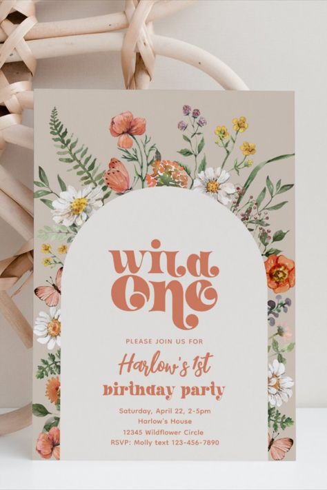 Wildflower Birthday Invitation | Wildflower First
Wildflower First Birthday Invitation. Ready to be personalized by you! #birthday #happybirthday #birthdaycards #birthdayparty #firstbirthday #turningone #daisy #wildone #wildflower Wild One Wildflower First Birthday Girl, Floral First Birthday Theme, Garden Party First Birthday Girl, Bloom Birthday Theme, 1st Birthday Girl Wildflower, Wild One Birthday Party Girls Diy Flower, Wildflower One Birthday Party Girls Diy, First Birthday Girl Flower Theme, Wild Flower 1st Birthday Girl