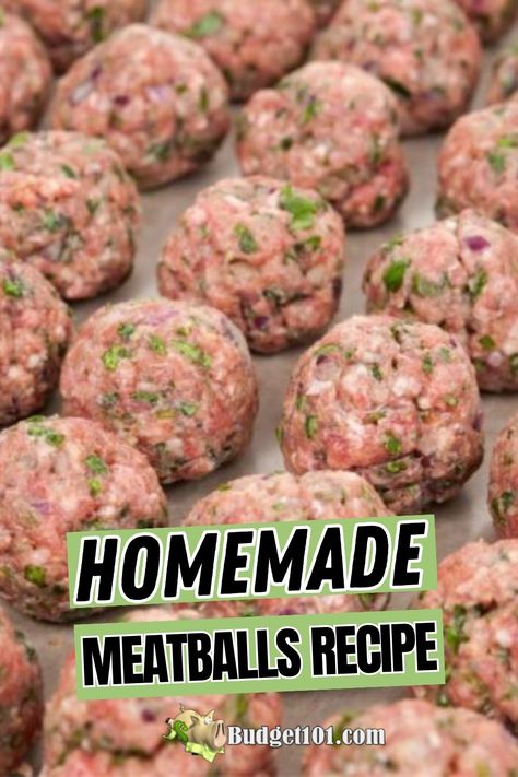 tray of delicious homemade meatballs ready to bake Making Meatballs Ground Beef, The Best Meatball Recipe, Meet Ball Subs, How To Make Meatballs Easy, Homemade Meatballs Without Bread Crumbs, Diy Meatballs Ground Beef, Best Homemade Meatballs Recipes, Meatballs In Crockpot Homemade, Homemade Healthy Meatballs