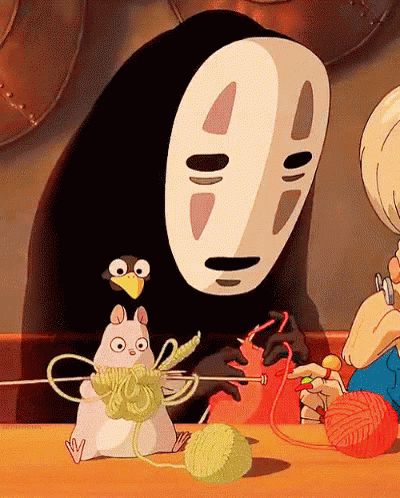 Ghibli Noface GIF - Ghibli Noface Knit - Discover & Share GIFs Cartoon Characters, Gif, Mask, Yarn, Knitting