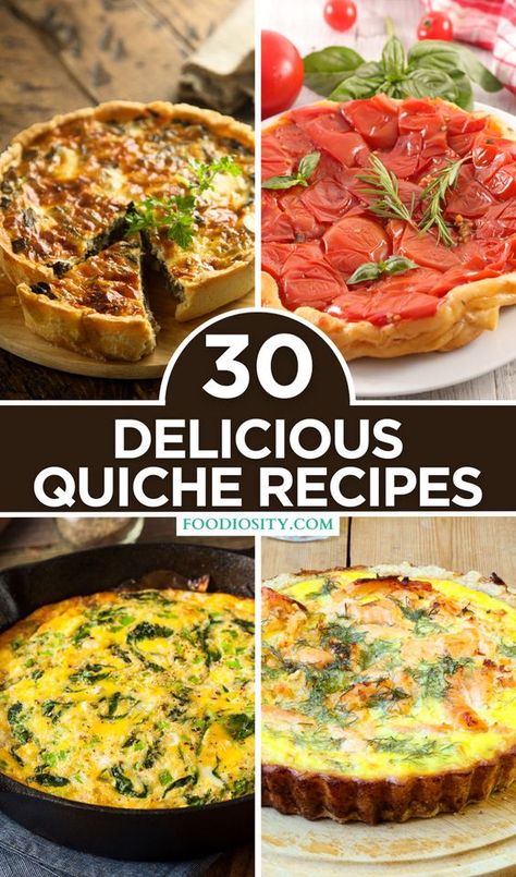 Dive into the world of quiches with our curated list of 30 delicious quiche recipes. From classic Lorraine to inventive veggie variations, these recipes offer something for every taste. Click to explore easy, flavorful quiches perfect for any meal! Mediterranean Quiche Recipes, Easy Quiche Recipes, Basic Quiche Recipe, Quick Quiche, Quiche Lorraine Recipe, Delicious Quiche, Easy Quiche, Breakfast Quiche Recipes, Quiche Recipes Easy