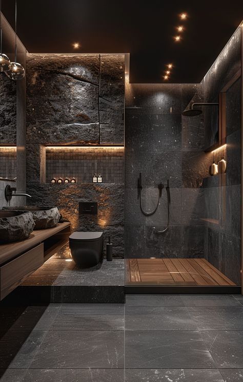 Acnh Mcdonalds, Bathroom Rich, Bathroom Dark, Dark Bathroom Ideas, Bathroom Interior Design Modern, Bathroom Design Black, Dark Bathrooms, Bathroom Inspiration Modern, Bathroom Inspiration Decor