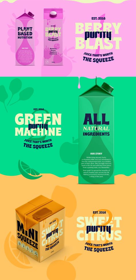 Juice Company Branding, Drink Brand Logo, Juice Graphic Design, Juice Branding Design, Juice Logo Design Ideas, Juices Packaging, Juice Package Design, Smoothie Branding, Innocent Juice