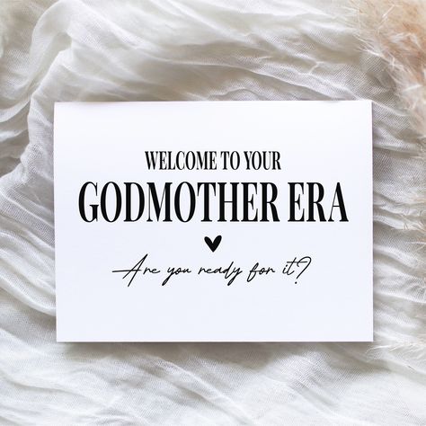 This Godmother proposal card is the perfect proposal idea! CARD DETAILS:  - A2 Horizontal Folded Card (5.5"W x4.25"H) - Notecard Size - Professionally printed on smooth, white, 110lb cardstock - Comes with a premium envelope, your choice of color (see listing images for options) - Blank inside *My website and logo is printed on the back of the cards Godmother Presents Gift Ideas, Will You Be The Godmother, Godmom Proposal Ideas, God Mommy Proposal, Ask To Be Godparents Ideas, Wedding Godparents Proposal Ideas, Will You Be My Godmother Proposal, God Mom Proposal Ideas, Godmom Proposal Ideas Diy