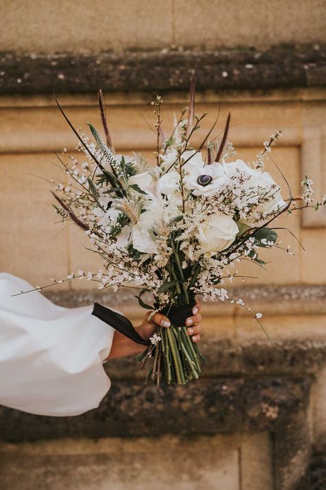 White Wedding Bouquets with Roses And Anemones Winter Bouquet Wedding December, Winter Wedding Flowers Bouquets, Anemone Bridal Bouquet, Poppy Flower Bouquet, Winter White Wedding, Wedding December, Bouquet With Roses, Anemone Bouquet, Elegant Wedding Bouquets