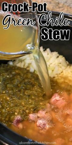 You're going to love this Green Chile Stew that you can make in the slow cooker! Slow Cooker Green Chili Stew, Green Chili Pork Stew Crockpot, Green Chili Recipes Crockpot, Crock Pot Green Chile Stew, Crockpot Green Chili Stew, Slow Cooker Green Chili Pork, Green Chile Pork Crockpot, Green Chili Crockpot Recipes, Pork Green Chile Stew