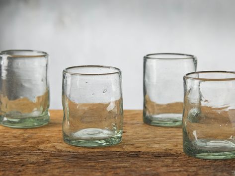 Organic Double Old-Fashioned Glasses (Set of 4) in White | Arhaus Bedside Carafe, Old Fashioned Glass, Glassware Collection, Dream House Decor, Kitchen Stuff, Recycled Glass, Glasses Fashion, Glass Set, Decorating Tips