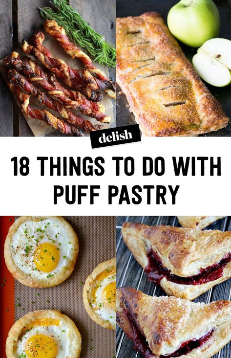 23 Next-Level Things To Do With Puff PastryDelish Puff Pastry Recipes Dinner, Recipes Using Puff Pastry, Puff Pastry Recipes Savory, Puff Pastry Recipes Dessert, Pastry Dough Recipe, Phyllo Dough Recipes, Pastries Recipes Dessert, Puff Pastry Desserts, Easy Puff Pastry