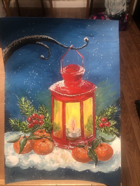 Lantern Painting, Christmas Lantern, Christmas Lanterns, Red Christmas, Painting Acrylic, Still Life, Lanterns, Acrylic Painting, Art Painting