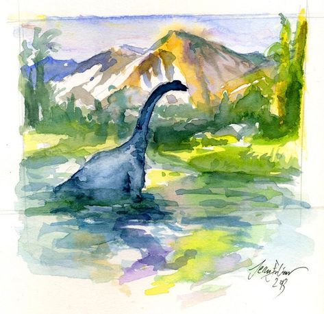 Watercolor Art Dinosaur, Dinosaur Painting Acrylic, Dino Painting, Dino Watercolor, Dinosaur Watercolor, Dinosaur Painting, Watercolor Dinosaur, Sunset Canvas Painting, Artwork Watercolor