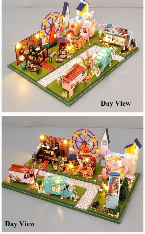 Miniature Park Diy, Caravan Shop, Doll House Kit, Cat Soft Toy, Miniature Village, Car Food, Construction Lego, Miniature Set, Dollhouse Kits