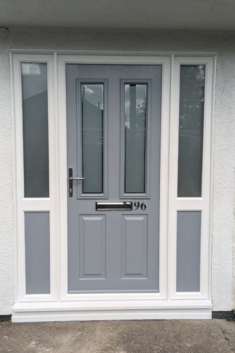 This neutral shade complements a wide range of décor styles and interior colour schemes making them a versatile option for any home. Solidor has six stunning grey shades, including two new additions to our colour range – Granite Grey and Pebble Grey.  Design your dream door today.  🚪 Installed by Pro Glaze: Ludlow 2 in French Grey with London Etch glazing  #GreyDoors #FrenchGrey #FrontDoors Gray Front Doors, Grey Composite Front Door, Interior Colour Schemes, Grey Front Door, Grey Front Doors, Front Door Inspiration, Composite Front Door, Grey Shades, Classic Doors