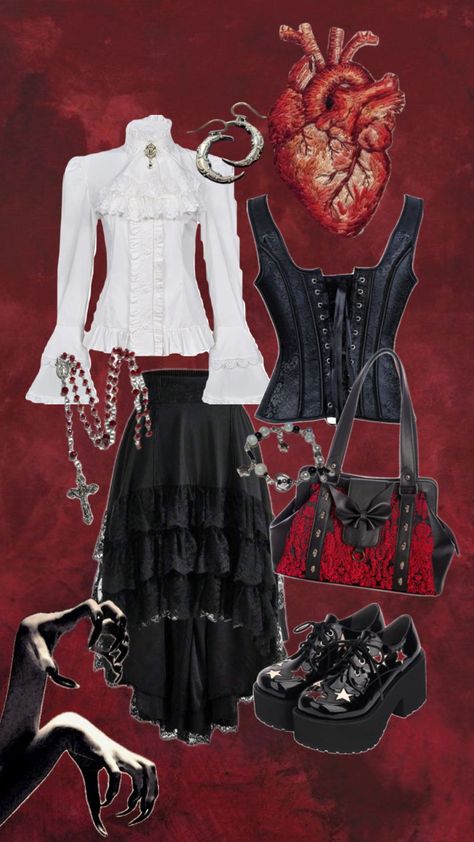 i heart vampires #myfirstshuffle #vampire #goth #gothic #outfitinspo I Heart Vampires, Romantic Goth Outfits, Goth Outfit Inspo, Vampire Fashion, Goth Outfit Ideas, Vampire Clothes, Creative Outfits, Vampire Goth, Ladylike Style