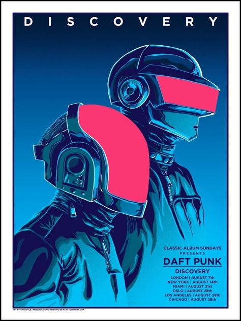 Image result for daft punk posters Daft Punk Albums, Daft Punk Poster, Tim Doyle, Thomas Bangalter, Punk Poster, Arte Punk, Screen Print Poster, Rock Posters, Unframed Wall Art