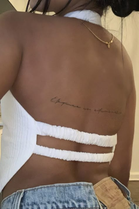 Fine Back Tattoo Women, Cursive Back Tattoo, Horizontal Back Tattoo, Scattered Back Tattoos, Small Girly Tattoos, Cursive Tattoos, Small Pretty Tattoos, Writing Tattoos, Small Girl Tattoos