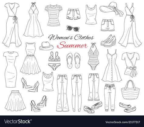 Fashion Design Sketch, Clothing Sketches, Fashion Vocabulary, Hand Drawn Vector Illustrations, Vector Sketch, Dress Drawing, Sketch Illustration, Drawing Clothes, Female Fashion