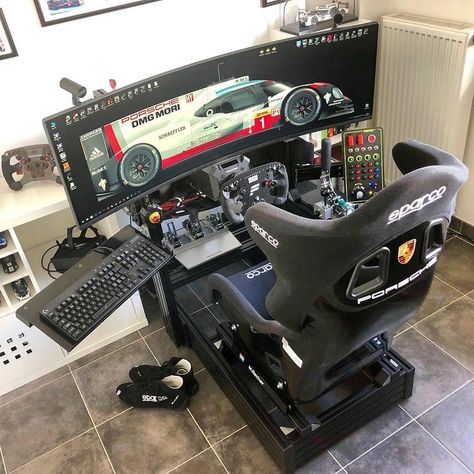 SimRacing MECHANICS on Instagram: “Setup by @marbec6 🔥🏁 • • • • • • • • • • ❌#SimRacingMechanics POWERED by @lets_go_race  #SimRacing #LetsGORace #Simulation #SimRig…” Dining Room Mirror Decor, Gaming Computer Room, Gaming Desk Setup, Computer Gaming Room, Mirror Dining Room, Video Game Room Design, Racing Simulator, Video Game Rooms, Custom Pc