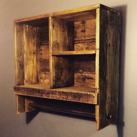 Rustic Bathroom towel rack by Rustic & Refined Barnwood Furniture Wood Pallet Recycling, Rustic Farmhouse Furniture, Rustic Bathroom Shelves, Bathroom Towel Rack, Barnwood Furniture, Barn Wood Projects, Bathroom Farmhouse Style, Modern Rustic Decor, Old Barn Wood