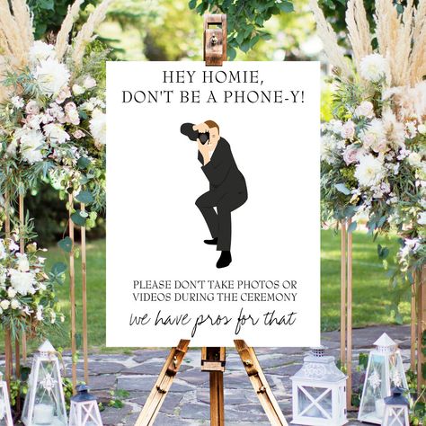 No Phone Wedding, Ceremony Wedding Sign, Funny Wedding Signs, Golf Wedding, Unplugged Wedding Sign, Unplugged Ceremony, Wedding Memorial Sign, Black Calligraphy, Ceremony Sign