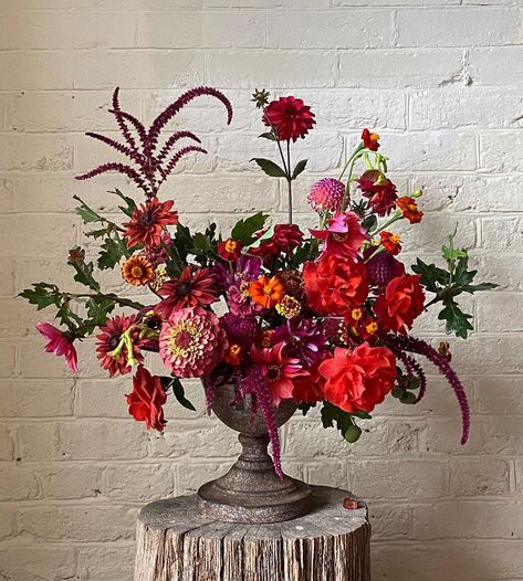 Dramatic Flower Arrangements, Fruit And Flowers Arrangement, Purple And Red Floral Arrangements, Red Purple Flowers Arrangement, All Red Flower Arrangements, Red Pink Purple Wedding Flowers, Deep Red Flower Arrangements, Dramatic Floral Arrangements, Red Pink Flower Arrangements