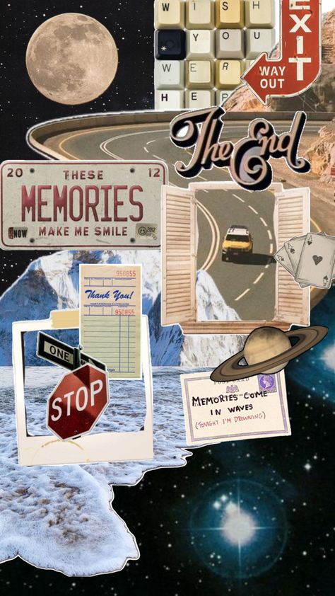 Road trip | Taylor swift lyrics | fight or flight | run away | outer space | vintage style | retro poster | memories | Polaroids | post cards | the moon | moon aesthetic | Saturn | the end of the story | moving on | nostalgia vibe | collage | Pinterest collage Road Trip Collage, Aesthetic Saturn, Trip Collage, Vibe Collage, Pinterest Collage, Space Vintage, Moon Aesthetic, Moon Moon, Taylor Swift Lyrics