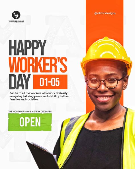 Workers Day Flyer Design, Construction Flyer, Month Design, Workers Day, Stage Set Design, Social Media Advertising Design, Flyer Ideas, Flyer And Poster Design, Social Media Design Inspiration