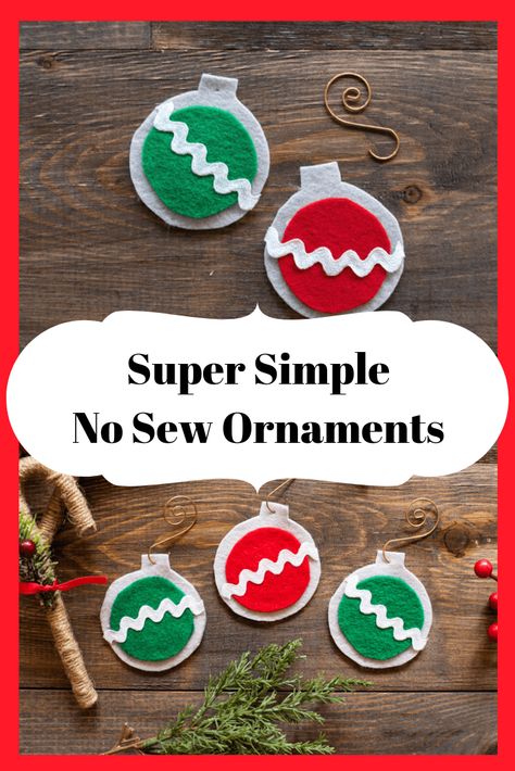 These no sew felt Christmas ornaments are quick and fun! Super easy felt ornaments with free pattern. Sew Felt, Sewn Christmas Ornaments, Felt Ornaments Diy, Christmas Ornament Template, Diy Felt Christmas Ornaments, Felt Ornaments Patterns, Felt Crafts Christmas, Felt Christmas Decorations, Felt Christmas Tree