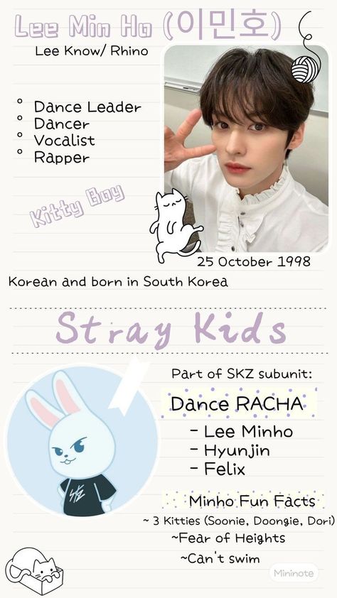 bullet journal Stay Kids, Kids Zoo, Kids Part, 17 Kpop, I Know You Know, Kids Groups, Lee Know Stray Kids, Facts For Kids, Skz In Cute