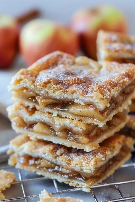 Buttery Apple Pie Bars with a Flaky Crust Apple Pie Blondie Bars, Cookie Crust Deep Dish Apple Pie, Pizza Dough Apple Dessert, Pie, Struessel Apple Pie, Apple Pie Bits, Apple Pie Bars With Puff Pastry, Easy Apple Pie Bars Recipe, Apple Pie Cookie Bars