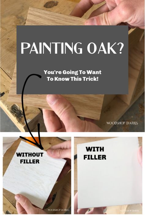 How To Paint Wood Grain Cabinets, Painting Over Wood Cabinets, Diy Painting Wood Cabinets, Wood Cabinet Remodel, Painting Over Oak Cabinets, How To Paint Wood Kitchen Cabinets, Painting Oak Bathroom Cabinets, Using Wood Filler On Cabinets, How To Paint Oak Cabinets White