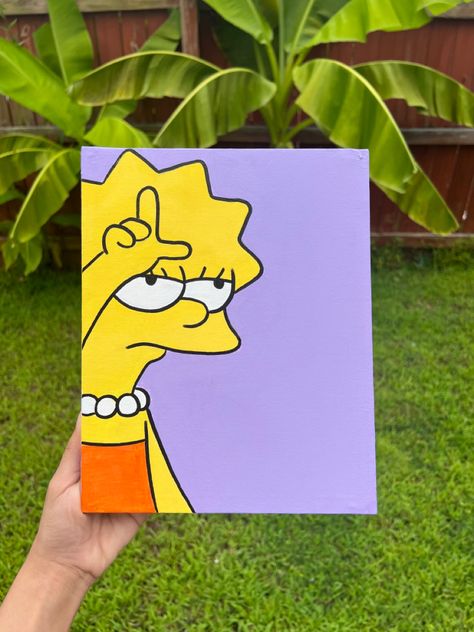 Tom Painting Cartoon, Things To Paint On Your Phone Case, Easy Characters To Paint, Draw On Wall Ideas, Lisa Simpson Painting Canvas, Half And Half Painting Ideas, Rick Sanchez Painting, Cartoon Characters Paintings Easy, 2 Person Painting Ideas