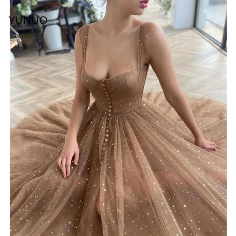 Brown Prom Dresses, Mocha Dress, Tea Length Tulle, 2021 Prom Dresses, Formal Dresses Graduation, Tulle Homecoming Dress, Formal Party Dress, Fairytale Dress, Tulle Prom Dress