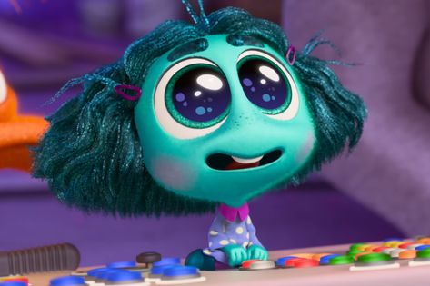 Teal Makeup, Movie Inside Out, Inside Out Characters, Dark Blue Hair, Disney Inside Out, Glitter Spray, Inside Out 2, Woman Movie, Official Trailer