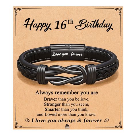 PRICES MAY VARY. 【16th Birthday Gifts for Boys】Happy 16th Birthday! Give this knot bracelet to your boy on his birthday, and let him know that he has your love and support as always. Make his birthday special with a bracelet and a heartfelt birthday message. 【Gifts for 16 Year Old Boy】You are an amazing person and deserve the best of birthdays! This bracelet is perfect for gifting to your son/grandson/nephew/boys on his Birthday! It will be a great birthday gift for him! 【Material】Our bracelet i 18th Birthday Gifts For Boys, School Christmas Gifts, Happy 11th Birthday, Gifts For Son, Happy 12th Birthday, Birthday Presents For Men, 17th Birthday Gifts, Happy 17th Birthday, Happy 13th Birthday