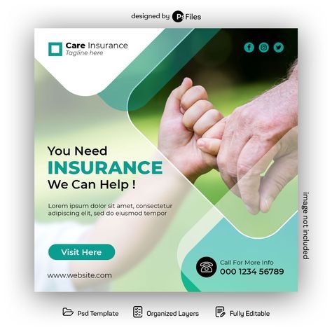 Free Social Media Post Design PSD Template Insurance Agency Social Media Post Design, Social Post, Free Social Media, Insurance Agency, Medical Insurance, Psd Template Free, Flyer Design Templates, Catalog Design, Free Photoshop