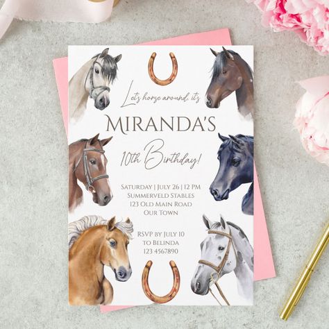 Horses equestrian elegant birthday party invitation - Horses Gift Horseback Riding Birthday Party, Horse Party Invitations, Horse Theme Birthday Party, Horse Party Decorations, Horse Invitations, Horse Themed Party, Horse Birthday Invitations, Elegant Birthday Invitations, Horse Birthday Parties