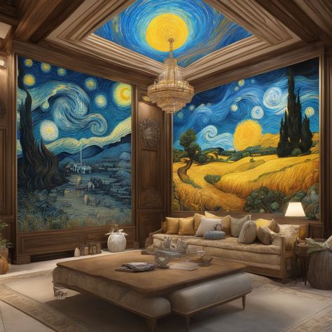 #design #vincentvangogh #interiordesign #livingroomdesign Van Gogh Interior, Interior Design Illustration, Futuristic Home, Interior Design Courses, Small Room Decor, Animation Sketches, Architecture Drawing Art, Van Gogh Art, Interior Design Projects