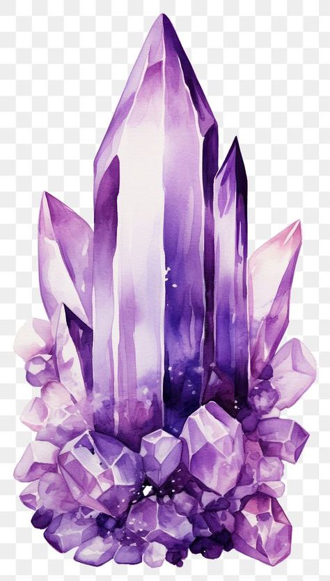 Amethyst Drawing, Crystals Illustration, Png Crystal, Crystal Png, Crystals Art Drawing, Watercolor Gem, Crystal Illustration, Crystal Charging, Crystals Art