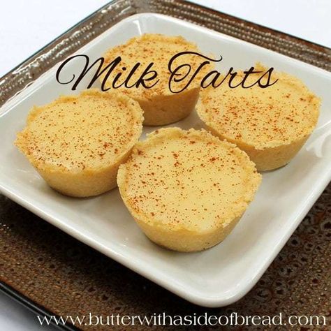 Milk Tarts, Milktart Recipe, Tarts Mini, Tiny Bites, African Foods, Milk Tart, Cheesecake Crust, Chess Pie, School Breakfast