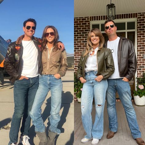 Topgun Maverick Costumes, Maverick Costume Women, Diy Maverick Costume, Maverick And Penny Costume, Penny And Maverick, Maverick And Charlie Costume, Charlie And Maverick Costume, Topgun Costume Idea, Maverick And Penny